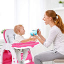 Costzon Baby High Chair, 3 in 1 Infant Table and Chair Set, Convertible Booster Seat with 3-Position Adjustable Feeding Tray, Adjustable Seat Back, 5-Point Harness (Pink) by TinyTreasures Baby Boutique