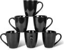 vicrays Coffee Mug Set, 12 Ounce, Ceramic Mug for Men, Women, Unique Glazed Mugs with Handle for Coffee, Tea, Milk, Cocoa, Cereal - Set of 6 Black by CozyNest Decor