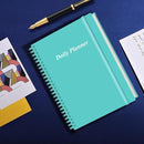 Daily Planner Undated - B5 To Do List Notebook Hourly Schedules, Spiral Appointment Planner for Women and Men, PVC Hardcover, Inner Pocket, Elastic Closure, 7" x 10", Teal by TinyTreasures Baby Boutique