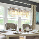 L39.4 Chrome Rectangle Modern Crystal Chandeliers Lighting Rectangular Pendant Ceiling Lights Fixture Lamp for Dining Living Room by CozyNest Decor