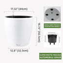 Dexceder 18x17 Self Watering Planter with Wheels Indoor Outdoor, Inner Pot Design, Thickened Large Floor Standing Flower Plant Pot with Water Level Indicator (White Matte) by CozyNest Decor