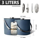 3L Ice Bucket with Silicone Lid, Scoop, Tongs & Strainer, Stainless Steel Double Wall Insulated Ice Buckets for Parties & Cocktail Bar, Outdoor Champagne Ice Container Bin, Navy by CozyNest Decor
