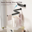 JAUREE Clothes Drying Rack Wall Mounted, Laundry Drying Rack Collapsible, Space Saving Wall Drying Rack Clothing Foldable, Tri-Fold Retractable Rack Outdoor Indoor with 18 Hooks, Black by TinyTreasures Baby Boutique