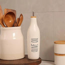 HOMCDALY Ceramic Olive Oil Dispenser for Kitchen, Stoneware 16oz Oil Cruet and Vinegar Bottles Dispenser, Kitchen Dispenser Bottle for EVOO Vinegar Syrups, Modern Farmhouse Design(W-O) by CozyNest Decor