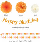 Orange Hippie Birthday Party-Decorations Paper-Flowers - 14pcs Happy Banner Fall Honeycomb Tissue Pom Poms,Boho Streamers Garland Fans,Sweet Peach Groovy Sunset Groovy Hanging Supplies Decor Hugfond by CozyNest Decor