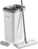 JOYMOOP Easy Clean and Self-Squeezing Microfiber Flat Mop and Bucket System, Mops for Floor Cleaning and Wall Cleaner, Hardwood, Tile, Laminate, Vinyl Floors, Smooth Walls, and Glass Windows by CozyNest Decor