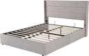 Allewie Queen Size Lift Up Storage Bed, Modern Wingback Headboard, Hydraulic Support, No Box Spring Needed, Light Beige by CozyNest Decor