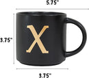 COLLECTIVE HOME - Monogram Ceramic Mugs, 15 oz Golden Initial Black Coffee Cups, Elegant Alphabet Tea Mugs, Elegant Personalized Mug with Gift Box, Unique Mug with Double Side Capital Lette (X) by CozyNest Decor