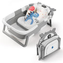 Baby Bathtub,Collapsible Baby Bath Tub with Thermometer & Soft Floating Cushion,Portable Travel Baby Bathtubs for Newborns to Toddlers 0-36 Months(Crab Gray) by TinyTreasures Baby Boutique