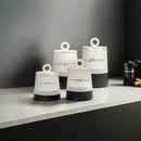 Young's Inc. 4 Pcs Set Rustic Modern Ceramic Canisters- Storage Container for Kitchen and Bathroom - Beautiful Home Decor Accent to Store Food, Coffee, Tea, and More - Black, White by CozyNest Decor