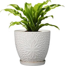 G EPGardening 8 Inch Ceramic Plant Pot with Drainage Hole and Saucer Round Planter Pot for Indoor Outdoor Plants Modern Large Flower Pot White by CozyNest Decor
