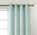 MIUCO Moroccan Embroidery Semi Sheer Curtains Faux Linen Grommet Panels for Living Room 52 x 84 Inch 2 Panels Set, Subtle Green by CozyNest Decor