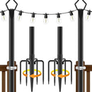 10Ft String Light Poles 2 Pack,Light Poles for Outside Lights,Outdoor with Fence Brackets Hanging Lights,Metal Stand Deck Patio Backyard by GreenHaven Gardens