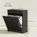 HOMCOM Laundry Hamper Cabinet with 2 Removable Baskets, Tilt Out Laundry Hamper Cabinet with 2 Drawers and 2 Beadboard Doors, Laundry Cabinet Bathroom Storage Cabinet, Black by CozyNest Decor