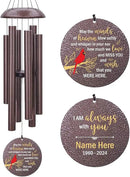 Personalized Memorial Wind Chimes Outdoor, Cardinal Commemorative Gifts for Loss of Loved One, 36Inch Customized Sympathy Wind Chimes Deep Tone, Condolences Gifts for Funeral by CozyNest Decor