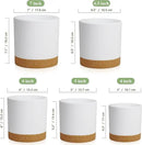 5 Pack Cylindrical Flower Pots with 7/6.5/6/5/4 inch, Modern Small Plastic Plant Pots with Drainage Holes & Saucers, Round Planter Pots for Outdoor, Indoor & Office Decor (White Brown) by GreenHaven Gardens