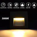 1pcs/3W Wall Recessed Stair Lights LED,Warm White,Indoor Step Light,Square Recessed Wall Light,Black Cover Staircase Light IP20 for Indoor Stairs, Home, Kitchen, Attic, Aisle by GreenHaven Gardens