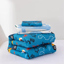 NTBED 4 Pieces Racing Car Toddler Bedding Set for Baby Boys, Hill Vehicles Transportation Printed, Includes Comforter, Flat Sheet, Fitted Sheet and Pillowcase,Blue by TinyTreasures Baby Boutique