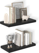 12 Inch Deep Floating Shelves for Wall 2 Pack Floating Shelves Large Storage Space Wall Mount Shelf for Living Room Kitchen Bathroom 24" W x 12" D x 1.2" H Black by CozyNest Decor