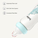 YOHKOH Natural Glass Baby Bottle with Natural Response Nipple, Newborn Anti-Colic Baby Bottles, Wide Neck Mushroom Cap Baby Bottle, Clear (8.8ounce (Pack of 2), Blue2) by TinyTreasures Baby Boutique