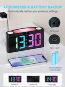 PPLEE RGB Digital Clock-Alarm Clocks for Bedrooms,Large Bold Number 7 Dimmers,Battery Backup Loud Alarm Clock,8 Modes Night Light,Dual Charger USB&Type-C,Bedside Desk Clock for Kid Adult Heavy Sleeper by TinyTreasures Baby Boutique