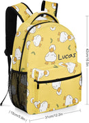 Cartoon Duck Yellow Custom Kids Backpack 16.5 Inch for Boy Girl, Personalized Waterproof Child School Travel Bag with Name, 16.5’’ X 12.2’’ X 5.9’’ by TinyTreasures Baby Boutique