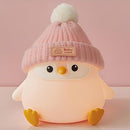Penguin Silicone Night Light, Cute Pink Penguin Lamp with Knitted Hat, Soft Nursery Nightlight, USB Rechargeable/Dimmable,LED Squishy Novelty Animal Bedside Lamp,Funny Gifts for Kids/Girls by TinyTreasures Baby Boutique