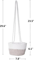 Hanging Planter Basket Jute Rope Woven Plant Hangers Indoor Hanging Plant Holder Up to 7" Pot Macrame Modern Storage Organizer Home Decor (White & Brown) by GreenHaven Gardens