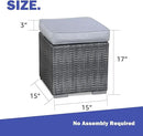 Patiorama 2 Pieces Assembled Outdoor Patio Ottoman, Indoor Outdoor All-Weather Grey Wicker Rattan Outdoor Footstool Footrest Seat with Light Grey Cushions, No Assembly Required by CozyNest Decor