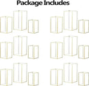 Hewory Glass Hurricane Candle Holder Set of 18, Gold Large Hurricane Centerpiece for Table, Tall Floor Square Pillar Candle Holders Lantern Set for Wedding, Anniversary, Party, Fireplace, Dining Room by CozyNest Decor