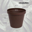 Elly Décor Set of 2 10 inch Round Saucer Modern Self Watering Planter Plates, Pots with Rattan-Like Finish, 10x10 chococlate Brown by CozyNest Decor