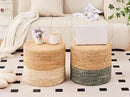 Wimarsbon 18'' Ottoman Pouf, Natural Braided Poof, Rustic Handweave Lounge Pouffe, Boho Footrest Stool for Bedroom, Accent Table or Seat for Living Room (Dusty Blue) by CozyNest Decor
