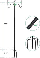 FEED GARDEN Adjustable Double Shepherds Hook for Outdoor with 5 Prong Base 63 Inch Heavy Duty Two Sided Bird Feeder Pole for Hanging Plant Baskets, Solar Light Lanterns, Wind Chimes 2 Pack by GreenHaven Gardens