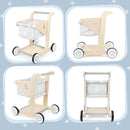 Asweets 2 in 1 Wooden Baby Walker Push and Pull Doll Stroller, Shopping Cart Learning Walker for Boys and Girls, Sit Stand Learning Toddler Toy (Grey) by TinyTreasures Baby Boutique
