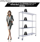 60"x18"x72" Chrome Premium Metal Steel Wire Shelving 4-Tier NSF 3200 LBS MAX Capacity Heavy Duty Storage Rack for Garages, Commercial Spaces, Hospitals, & Schools w/Premium Wheels by CozyNest Decor