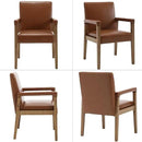 Kmax Modern Dining Chairs Set of 6 Faux Leather Kitchen Arm Chairs Upholstered Accent Chairs with Wooden Legs for Dining Room, Living Room, Bedroom, Brown by CozyNest Decor