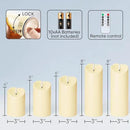 Homemory Outdoor Waterproof Flameless Candles, LED Candles, Battery Operated Candles with Remote and Timers, Electric Fake Plastic Pillar Candles, Dark Ivory, D3 H4 5" 6" 8" 8", Set of 5 by CozyNest Decor