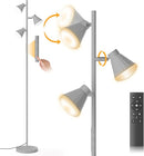 36W LED Tree Floor Lamp, Dimmable Tall Standing Lamp with Remote & Touch Control, 4 Color Temperatures Bright Floor Lamp, 3 Rotatable Light Modern Floor Lamps (Silver Gray) by CozyNest Decor