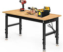 Adjustable Height Workbench, 48" Rubber Wood Top Heavy Duty Workstation with Power Outlets, 2000 LBS Load Capacity Hardwood Worktable for Workshop, Garage, Office, Home, Commercial by GreenHaven Gardens
