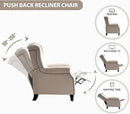 EBELLO 2 Pcs Pushback Recliner Chairs, Fabric Armchair Push Back Recliner with Rivet Decoration, Single Sofa Accent Chair for Living Room, Bedroom,Beige by CozyNest Decor