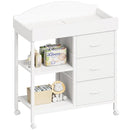 Changing Table Dresser, Baby Dresser with 3 Fabric Drawers and 2 Shelves, Multi-Functional Baby Changing Table with Pad, Classic Nursery Dresser, Diaper Changing Station for Nursery, White by TinyTreasures Baby Boutique