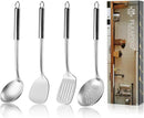 Pleafind 4-Pcs Cooking Utensils Set, Stainless Steel Kitchen Utensils, Wok Utensils Set Include Wok Ladle, Slotted Spoon, Wok Spatula and Slotted Spatula, Dishwasher Safe by CozyNest Decor