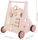 Beright Wooden Baby Walker Push and Pull Learning Activity Walker Kids’ Activity Toy Multiple Activities Center Develops Motor Skills & Stimulates Creativity(Pink) by TinyTreasures Baby Boutique