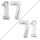 GOER Number 17 Balloons for 17th Birthday Sweet 17 Party Decorations,42 Inch Jumbo Foil Helium 71 Balloons for 71st Birthday Party Decoration (Silver) by TinyTreasures Baby Boutique