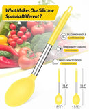 Pack of 2 Large Silicone Cooking Spoons,Non Stick Solid Basting Spoon,Heat-Resistant Kitchen Utensils for Mixing,Serving,Draining,Stirring (YELLOW) by CozyNest Decor