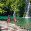 2Pcs Metal Flamingo Statues, Hot Pink Flamingo Outdoor Decor for Garden Home Patio Lawn Backyard Ornaments by GreenHaven Gardens