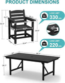 Patio Dining Set for 4 with Umbrella Hole - 66" Outdoor Table & 4 Chairs, All-Weather HDPE Outdoor Furniture for Lawn, Garden, Backyard, Poolside, Black by GreenHaven Gardens