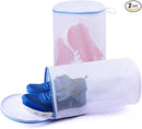 2 Pack Shoes Wash Bags,Shoe Washing Machine Bag,shoe laundry bag for washing machine，Honeycomb Mesh Laundry Bags with Zipper for Sneakers,Running Shoes,Sock,Bras,Delicates and Toys（14 in x 7.8 in） by TinyTreasures Baby Boutique