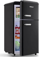 Mini Fridge Dual Door Refrigerator with Freezer, 3.5 Cu.Ft Compact Refrigerator with Handle, Adjustable Temperature & Removable Glass Shelves, for Apartment/Dorm/Office/RV, Black by CozyNest Decor