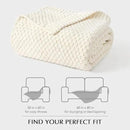 Chunky Chenille Knit Throw Blanket for Couch, Soft Luxurious Moss Stitch Blankets for Bed, Cozy Decorative Farmhouse Knitted Throws for Sofa, Ivory White, 50" x 60" by CozyNest Decor